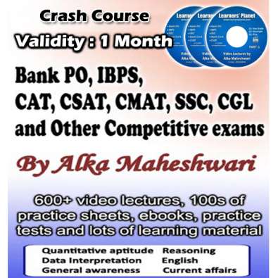 Bank PO, IBPS, CAT, CSAT, CMAT, SSC, CGL video lecture : 1 Month